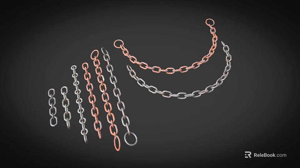 Durable Stainless Steel and Copper Industrial Chains for Heavy Duty Industrial Equipment Applications 3d model 