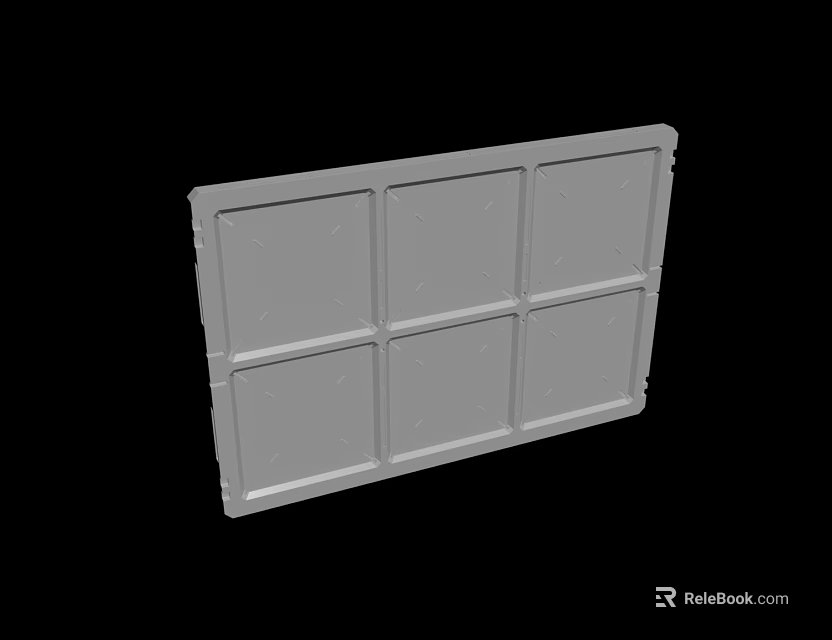 Gray Rectangular Panel With Six Compartments Modular Design Structure Feature 3d model
