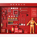 Public Fire Safety Facilities Display With Extinguishers Hydrants Firefighting Suits And Firefighter Model 3d model