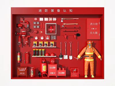 Modern fire disinfection cabinet fire equipment fire extinguisher fire hydrant fire supplies 3d model