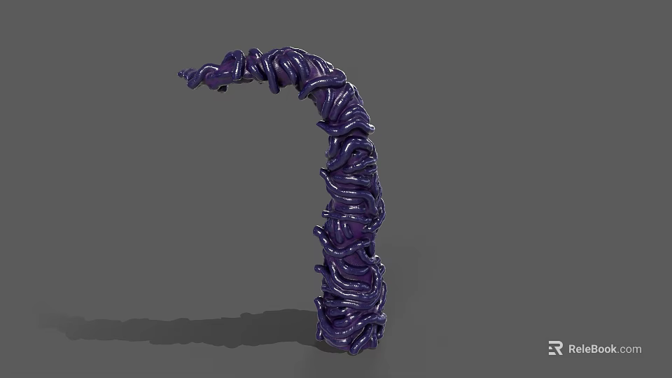 Purple Twisted Sculpture With Curved Rope Like Texture On Gray Background 3d model 