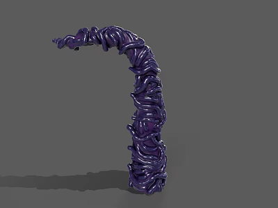 Purple Twisted Sculpture With Curved Rope Like Texture On Gray Background 3d model