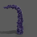 Purple Twisted Sculpture With Curved Rope Like Texture On Gray Background