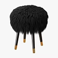 Plush Black Single Chair with Black Legs and Gold Accents Design