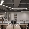 Modern Office Interior With Stylish Lighting Wooden Reception Desk And Indoor Green Plants
