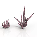 Purple Plants With Tall And Small Spiky Structures On White Background With Reflective Surfaces