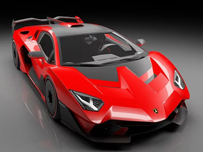 Red Lamborghini High Performance Supercar With Sleek Design And Carbon Fiber Parts 3d model