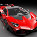 Red Lamborghini High Performance Supercar With Sleek Design And Carbon Fiber Parts