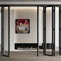 Modern Folding Glass Doors For Interior Partition With Black Frames And Transparent Design