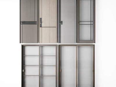 Modern Hinged Doors with Wooden Glass and Metal Frame Design Options 3d model