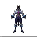 Fantasy Warrior Character and Mythical Creature with Armored Glowing Purple White Detailed Design