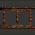 Round Wooden Furniture Table with Intricate Carved Design and Decorative Pillar Supports