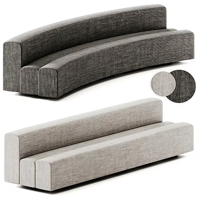 Gray Fabric Sectional Sofa With Curved And Long Shape Design Texture Samples 3d model