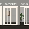 Cream Style Elegant Glass Sliding Doors For Modern Kitchen Interior With Transparent Panels