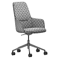 Modern Office Desk and Chair Set with Multi Colored Fabric Seats and Rolling Wheels