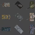 Military Weapons Featuring Various Tanks With Different Camouflage Patterns And Designs 3d model