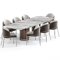 Modern Dining Table And Chair Set With Marble Top Metal Base And Red Upholstered Chairs