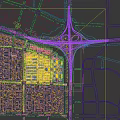 Aerial Planning of Urban Development With Modern Buildings Roads Green Spaces and River