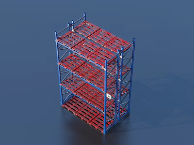 Multi Tier Metal Display Rack With Storage Shelves For Retail Storage Solutions 3d model