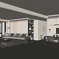 Modern Guest Restaurant Large Flat Guest Restaurant Sofa Coffee Table Combination Corner Combination Sofa Single Person Leisure Chair Rock Board Island Table Dining Table and Chair Sideboard Cabinet Floor Lamp 3d model