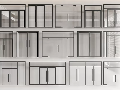Modern Glass Door Designs With Various Styles And Frame Options For Cabinets 3d model