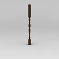 Dark Brown Wooden Architectural Component With Carved Details And Vertical Structure