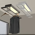Modern Black And White Ceiling Mounted Clothes Hanger With LED Light And Hanging Shirt