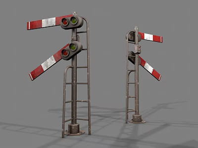 The picture mainly shows railway crossing signal machines, which are traffic facilities, not furniture. It is impossible to generate a title with "furniture" as the main body based on the picture content. 3d model