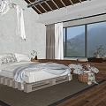 Quiet Log Hotel Room Homestay 3d model