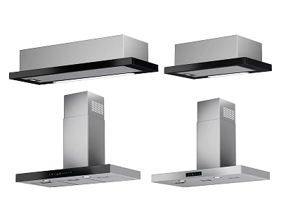 Modern Kitchen Appliances Featuring Stainless Steel Range Hoods In Different Styles 3d model