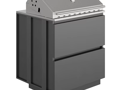 Modern Stainless Steel Kitchen Grill Cabinet With Drawer Storage And Top Cooking Surface 3d model