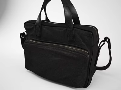 Stylish Black Canvas Handbag With Shoulder Strap And Zipper Pocket 3d model