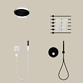 Modern Shower Head On Bathroom Wall With Black Towel Rack And White Towels