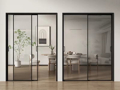 Modern glass sliding door sliding door kitchen sliding door balcony sliding door study sliding door 3d model