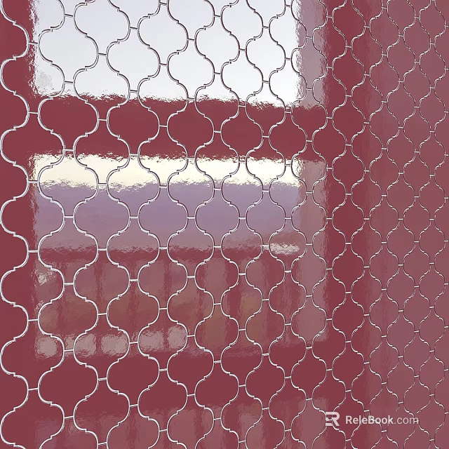 Hollow Decorative Component With White Geometric Pattern Grid On Red Background 3d model