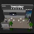 TeamBay Exhibition Booth W5D54 with Person Display Screen Plants and Tables