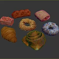 modern bread sandwich bread bean paste bread 3d model
