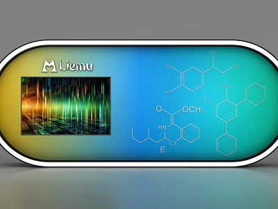 Liemu Commercial Equipment With Display Screen Showing Waveform Data And Chemical Molecular Structure 3d model