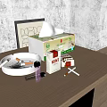 Tissue Box Ashtray KENT Cigarettes Lighter And Items On Wooden Desk