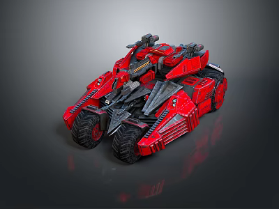 Red Futuristic Armored Vehicle Featuring Sci Fi Mechanical Design And Heavy Armor Plating 3d model
