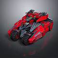 Red Futuristic Armored Vehicle Featuring Sci Fi Mechanical Design And Heavy Armor Plating