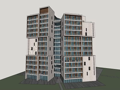 Modern High Rise Apartment Building With Contemporary Architectural Design And Glass Windows 3d model