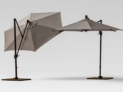 Light Gray Outdoor Umbrellas With Cantilever And Central Pole Metal Frames 3d model