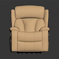 Beige Leather Single Sofa With Comfortable Armrests And Cup Holders Design