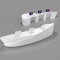 Modern White Curved Reception Desks With Computer Monitors And Sleek Design
