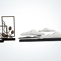 Modern Decorative Ornament Set With Geometric Frames And Cloud Shaped Accents 3d model