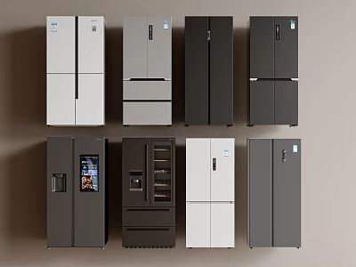 Various Styles Refrigerators Freezers in Different Colors Collection 3d model