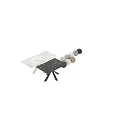 Modern Black Marble Dining Table With Sleek X Shaped Metal Legs Design