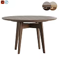 Round Wooden Dining Table Featuring Simple Design Natural Wood Color and Three Legs
