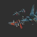 Futuristic Sci Fi Spaceships With Blue Red Details And Weapon Systems 3d model